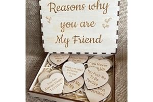 ROBAUN Wooden Hearts in The Box with Reasons Why You're My Best Friend Wooden Box, Personalized, Birthday Gift, Unique Friendship Keepsake, Friendship