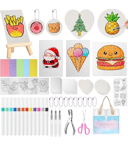Set De Pintura Mágica 3D Con Efecto Espuma – 12 Rotuladores, 10 Láminas De Foam, Caballete Y Pinceles, Manualidades Para Niños