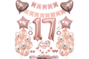JRZYHI Deko 17. Geburtstag Mädchen Tortendeko 17 Geburtstag Mädchen Deko Geschenk für 17. Geburtstag Mädchen Rosegold Geburtstag 17 Mädchen 17 jahre Geburtstag deko Ballon 17 Geburtstag 17 jahre Mädchen