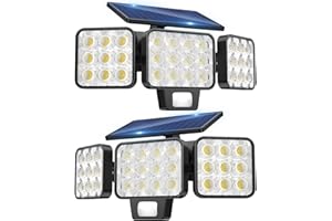 GEARLITE Lampe Solaire Exterieur Detecteur de Mouvement Lot de 2, 3000LM Spot 120 LED Solaire Exterieur Puissant avec 3 Modes, D'éClairage 270 °, IP65 Étanche Lumiere Solaire Applique Exterieur