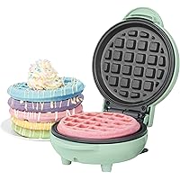 Giles & Posner EK4214GSGR Pastel Mini Waffle Iron/Maker, 550W, Non-Stick Plates, Belgian & American Waffle Maker/Machine, 11.