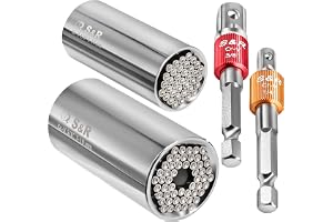 S&R Universal Hylsnyckel, hylssats, 4 delar, 2 x multifunktionshylsa 5-14 mm och 7-19 mm, 2 x sexkantsadapter 1/4" och 3/8" f