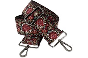 ‎BENAVA BENAVA Verstellbarer Schulterriemen für Taschen 75-135 cm | Taschengurt Rot Breit 50mm | Farbe Karabiner Schwarz | Taschengurte zum Wechseln | Schultergurt für Taschen