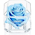 Eternal Petals A Real Rose That Lasts A Year - White Gold Solo with Swarovski Crystal (Baby Blue)