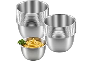 HEIYUET 25 stycken rostfritt stål dippskålar små 75 ml, dip skålar rostfritt stål skål mini kryddskålar, silver små såsskålar
