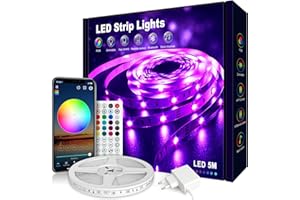 Nixtrve LED Strip 5m, LED Streifen Farbwechsel LED Band 5m Selbstklebend mit Fernbedienung und App, LED Lichterkette LED Beleuchtung für Zuhause, Küche, Party