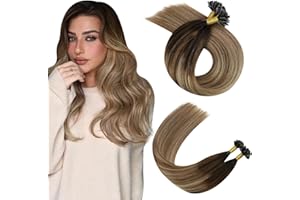 Ugeat Extension Capelli Veri Cheratina Castano Balayage 55cm Da Castano Scuro A Marrone Chiaro Con Biondo Scuro Extension Cheratina Capelli Veri Remy Invisibili Capelli Umani 50g 1ciocche/1g