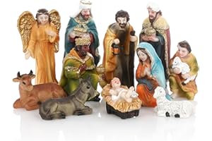 Nordstern Boże Narodzenie scena z 11 figurkami narodzin - szczegóły w klasycznym stylu z Sagrada Familia, Three Santos Kings, Angels and Pasterz