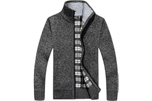 westAce Mens Zip Up Thick Fleece Lined Winter Knitted Cardigan Classic Jumper Cardigan