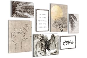 Novart Set Cuadros Decorativos - COMPLETAMENTE LISTO PARA COLGAR - Imágenes - Löwen Amor - 7 Partes - N018571a