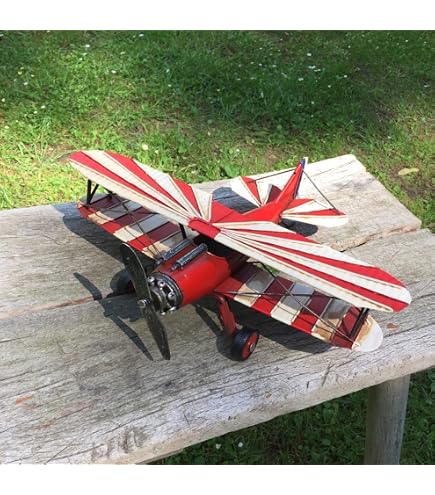 ModèLe D'Avion en Bois Artisanal D'Avion RéTro, ModèLe de Biplan Vintage, DéCoration de Bureau