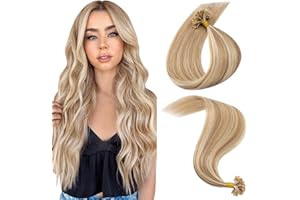 MY-LADY Extensiones Queratina Pelo Natural 25pcs 35 cm U Tip Hair Extensions Castaño Dorado y Rubio Cabello Humano Remy Hair20g #12P613