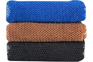 FANTASYON 3 Pcs African Exfoliating Net African Net Sponge, 80x30cm Long African Shower Sponge Body Sponge Exfoliating Sponge for Men and Women Deep Cleaning(Black Blue Coffee)