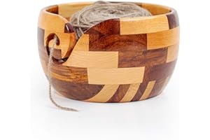 Nagina International Ciotola di alta qualità mista per gomitoli e matasse | Ciotole all'uncinetto e maglieria realizzate in curcuma e palissandro, regalo e nozioni per maglieria (medio)