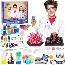 Kit Expériences Scientifiques Enfants 50+ Activités - Volcan, Cristaux - STEM 4-12 Ans