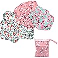 Asenappy Sanitary Pad, 10 PCs Reusable Washable Cloth Menstrual Pads Panty Liners (Multicolor A)
