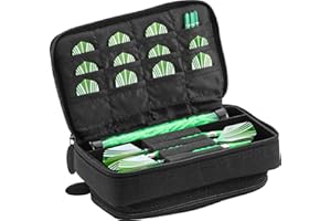 Casemaster Plazma Plus, 3 Dartkoffer für weiche und Stahlspitzen-Dartpfeile mit großer Fronttasche, integriertem Aufbewahrungsrohr und Taschen für Flights, Spitzen, Schäfte und persönliche Gegenstände