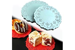 DXIA 100 Stück Blau Spitze Papier, Rund Papierdeckchen, Tortenspitze Papier, 3.5 Zoll, Tortenspitze Kuchen,Kuchen Verpackung Pads für Hochzeiten,Geschirrdekoration