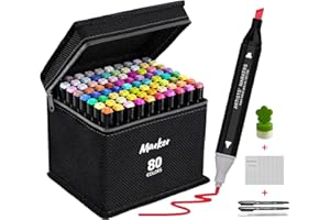 TrendGate Pennarelli ad Alcool 80 Colori, Marcatore Pennarelli Doppia Punta, Marker Pennarelli da Disegno con Base e Borsa per il Trasporto e 3 Penne Regalo + 1 Sigillo per Bambini