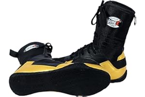 MNEX PRO FIGHTING LIMITED Ultimate Performance Shoes - Boxing, Wrestling, MMA - Premium Leather, Rubber Sole - Comfortable, Durable - Sizes 7-11 UK Red and Gold