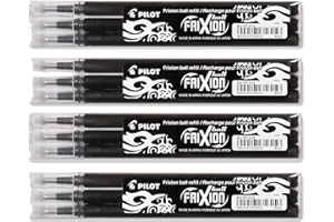 Pilot Frixion - Recambios para bolígrafo roller (12 unidades, 4 packs de 3), color negro