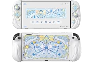 PlayVital Funda Protectora para Nintendo Switch 2 (2025) - Agarre de Silicona con Carcasa Trasera de PC, Protector con Soporte Plegable y Tapas para Joysticks, Diseño Alas Mágicas (Blanco)