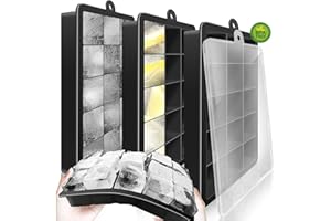 Walfos® Taca na kostki lodu z pokrywką, 3-pak – łatwo wysuwana elastyczna silikonowa – nie zawiera BPA, najlepsza do zamrażarki, wody, jedzenia dla niemowląt, whisky, koktajli i napojów