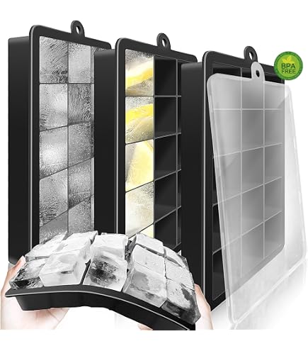 Lesipee Set di 4 pezzi di stapi per cubetti di ghiaccio grandi in silicone con coperchi, senza
