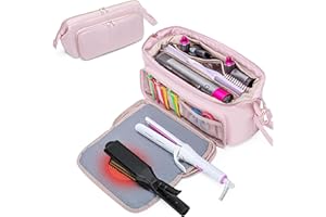 ‎FASROM Fasrom Reisebeutel für Haartools mit Hitzebeständigem Matten für Glätteisen, Lockenstab und Haarglätter, 2-in-1 Aufbewahrungstasche für Haartrockner, Rosa (Patentiertes Design)
