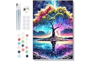 Lxmsja Peinture Numero Adulte avec Cadre, Peinture par Numéro Arbre De La Vie, Peinture Acrylique Fleur Numéro d'art avec Pinceaux, Loisirs Créatifs Adultes, Activité Manuelle Adulte, 20x30cm