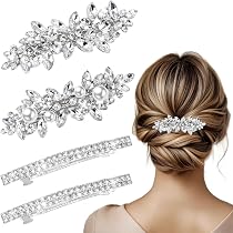 Fermaglio per capelli da sposa in cristallo, accessorio per capelli da sposa con strass, accessorio per capelli da sposa per donne e ragazze con strass, per capelli da sposa (argento