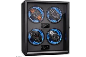 Klarstein Porta Orologi Uomo, Box Carica Batterie per Orologi Automatici, Scatola Orologi, Scatola Porta Orologi con Mantenitore di Carica, Scatola del Tempo per Orologi 4 TDP, 3 Modalità di Rotazione
