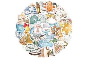 FloralGrace 50 Stück Aufkleber Weihnachten, wasserdichte Sticker Weihnachten 50 Stile Frohe Weihnachten Weihnachten Sticker, Christmas Stickers für Scrapbook, Water Bottle