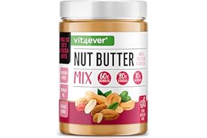 VIT4EVER Beurre de Noix Lisse (Cacahuètes, Cajou, Amandes) - 1kg - Riche en Protéines - Sans Sel, Huile ni Graisse de Palme Ajoutés - Vegan