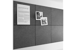 Bumusty Large Cork Board 36"x24" Alternative - 6 Pack Felt Wall Tiles with 40 Safe Removable Adhesive Tabs, 30 Pushpins, Cork Boards for Walls Pin Board Notice Board Office Decor-Charcoal Gray