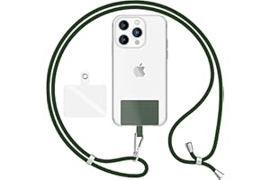 NALIA Universal-Kette mit Pad, Band für Handy-Hülle zum Umhängen, Karabinerhaken Anhänger aus Metall, Schlüsselband Umhängeband 160 cm, Crossbody Lanyard mit Schlaufe, Verstellbar, Farbe:Dunkel Grün