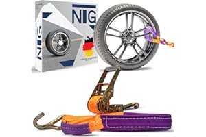 NTG 4 pièces de Sangles d'arrimage pour Le Transport en Voiture Un Seul Point d'arrimage nécessaire 35mm Sangle de sécurité de Roue Sangle d'arrimage Transport en Voiture Sangle de Pneu