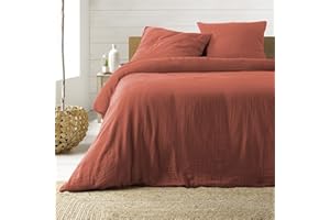 douceur d'intérieur, 3-częściowy zestaw (260 x 240 cm) Angelia Terracotta, 1 strona bawełniana i 1 strona bawełniana gaza