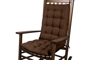 FlyGulls Rocking Chair Cushions Indoor Velvet Chair Pads High Back and Seat Cushion 2 Piece Set Linen Brown