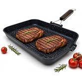 NAMAI - Non-stick Rectangular Frying Pan, 35 cm x 25 cm, Die-Cast Aluminium, Dishwasher Safe, Foldable Handle to Save Space,