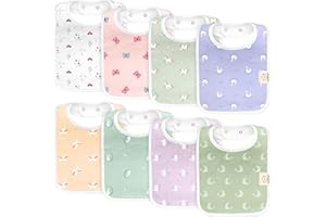 KEABABIES Lot De 8 Bavoirs Bio Pour Bébé Garçon Et Fille - En Coton Pour Tout-petits Et Nourrissons