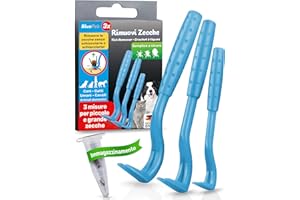BluePet 3X Ganci per Zecche per Cani, Gatti, Cavalli e Umani - Rimuovi Zecche, Pinza per Zecche per Cane, Gatto, Uomo, Alternativa alle Pinzette per Zecche, Togliere Zecche e Tira Zecche