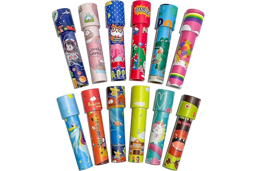 Kaleidoscope Toy Multipack Random Theme - Kaleidoscope for Kids Party Bag Gift Stocking Filler (Medium 12pcs)