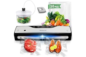 Raycial Macchina Sottovuoto Alimenti, 5 in 1 Macchina Sottovuoto, Automatica Sigillatore Sottovuoto Macchina, con 10 Sachetti Sottovuoto e Tubo e Taglierina (Gli accessori sono nella macchina)