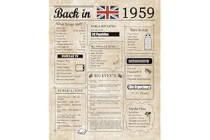 Woaipati Back in 1959 Poster UK Happy 65th Birthday Party Decoration Elegant Gift 65 Years Anniversary Idea Home Decor for Women Men Unframed -1959