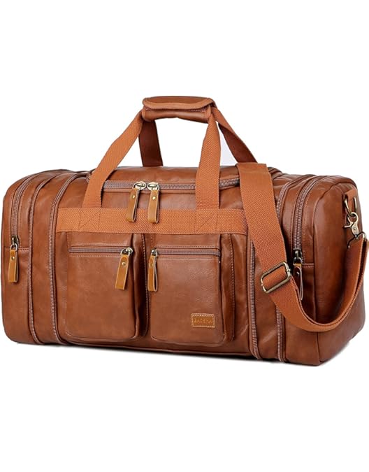 Grand Sac De Sport / Voyage En Cuir De Vache – Holdall – Marron – Cuir Souple (Neuf)