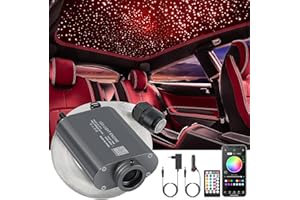 SUNKENET 16W fibra óptica led, 400pcs of (0.75+1.0+1.5mm)*3m luces de fibra óptica para techo de coche y decoración del hogar, luces estrelladas con aplicación Bluetooth/control remoto/modo de música