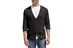 Hisir Męskie dzianinowe kardigany lekkie klasyczne miękkie wełniane kardigan z dekoltem w serek z guzikami, dzianina z długim rękawem, swetry dla mężczyzn, prezent dla mężczyzn