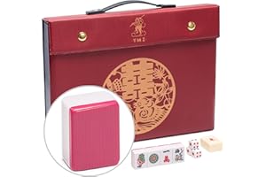 Set Mahjong cinese - "Rouge Harmony" - con 146 piastrelle medie, custodia in vinile rosso, indicatore del vento e dadi - solo per gameplay in stile cinese [ Yellow Mountain Imports