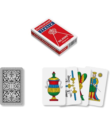 Jeu Cartes Napolitaines 40 Cartes - Plastifiées - Pour Scopa, Briscola - 8.5x5.3cm - Jeu Traditionnel Italien